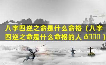 八字四逆之命是什么命格（八字四逆之命是什么命格的人 🐈 ）